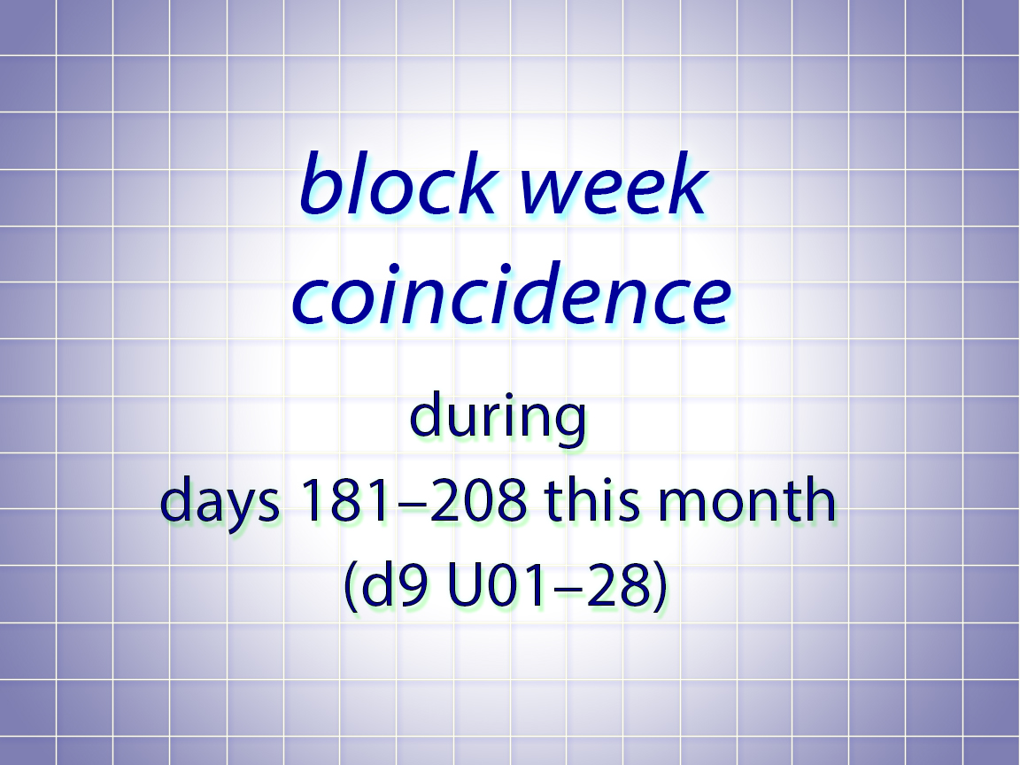 block week coincidence d9U