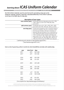 learning about ICAS Uniform Calendar